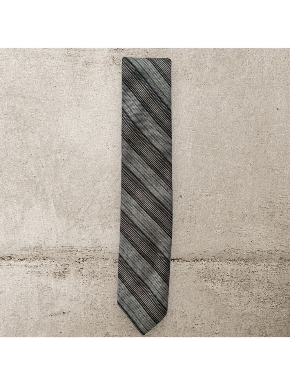 Vintage Christian Dior Monsieur necktie gray brown diagonal stripe